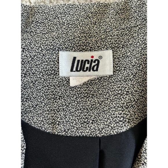 Vintage 80s Single Button Blazer Black & White Speckled Lucia size Large - Picture 5 of 7